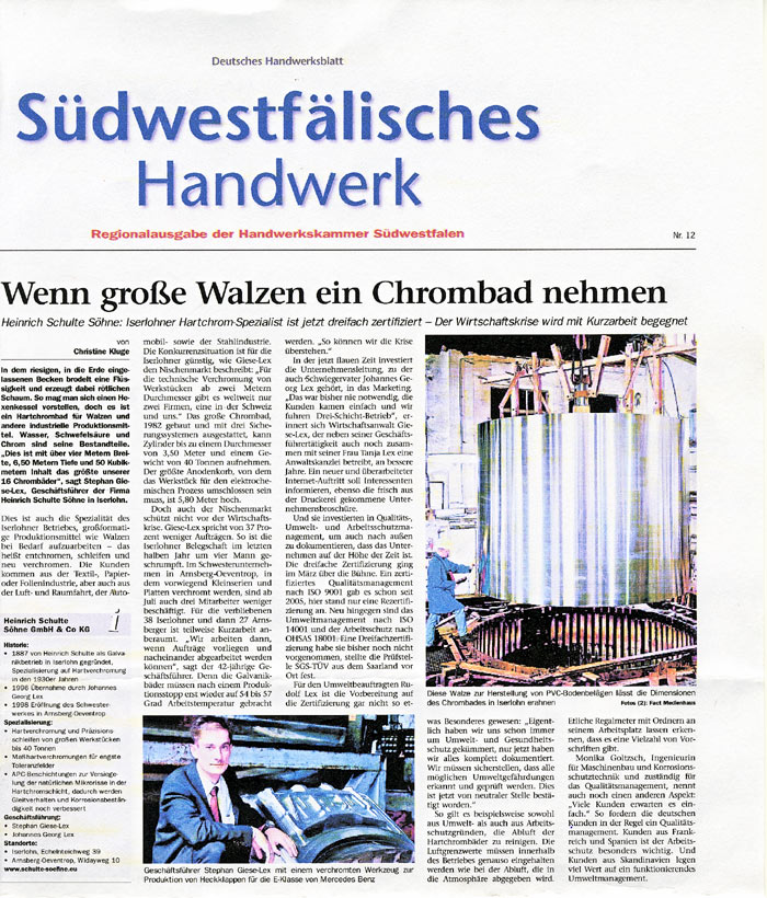 Ein Artikel aus dem Deutschen Handwerksblatt vom 25.06.2009 Artikel Handwerkskammer 25.06.09